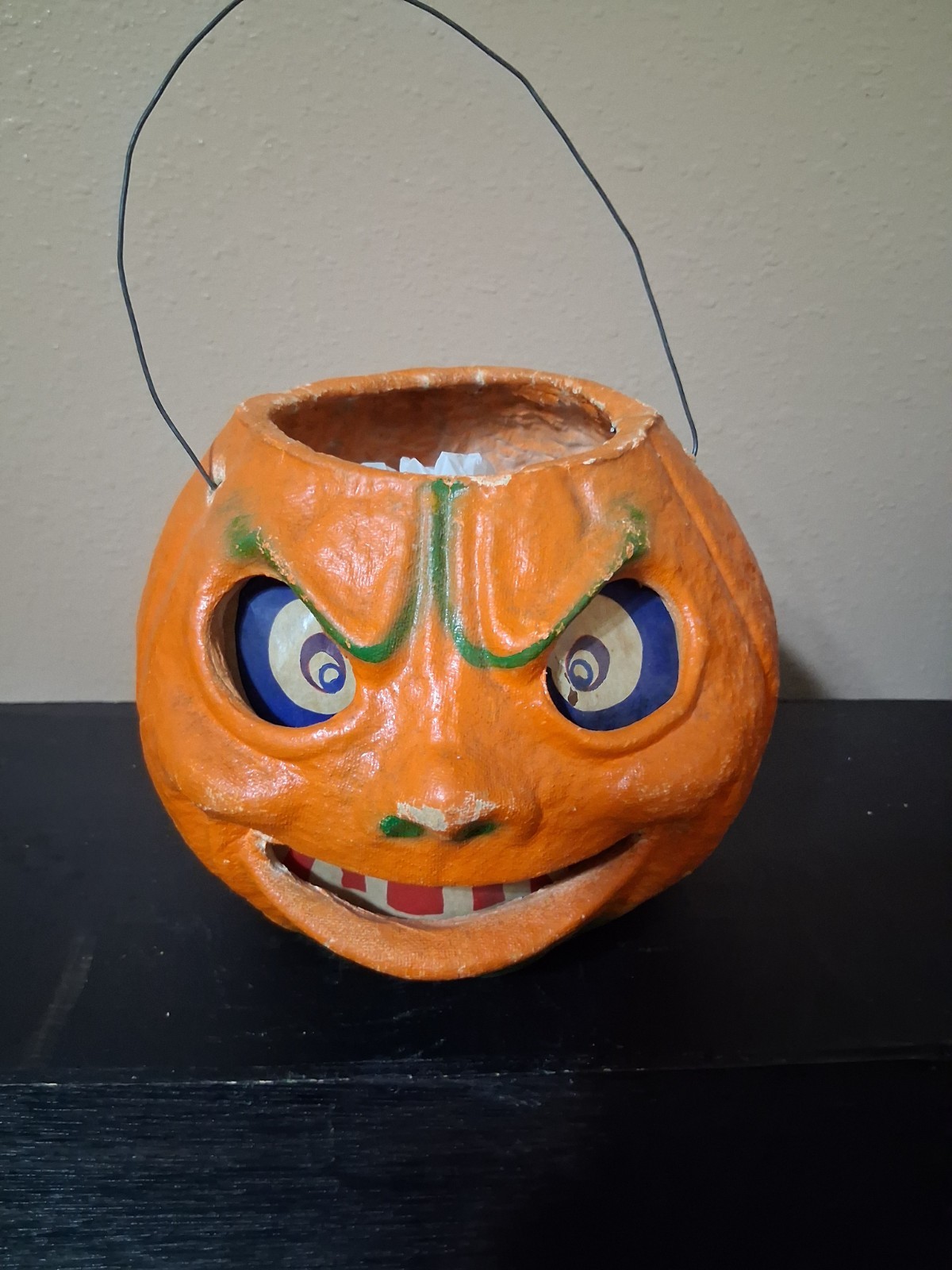 VTG Halloween Paper Mache Pumpkin