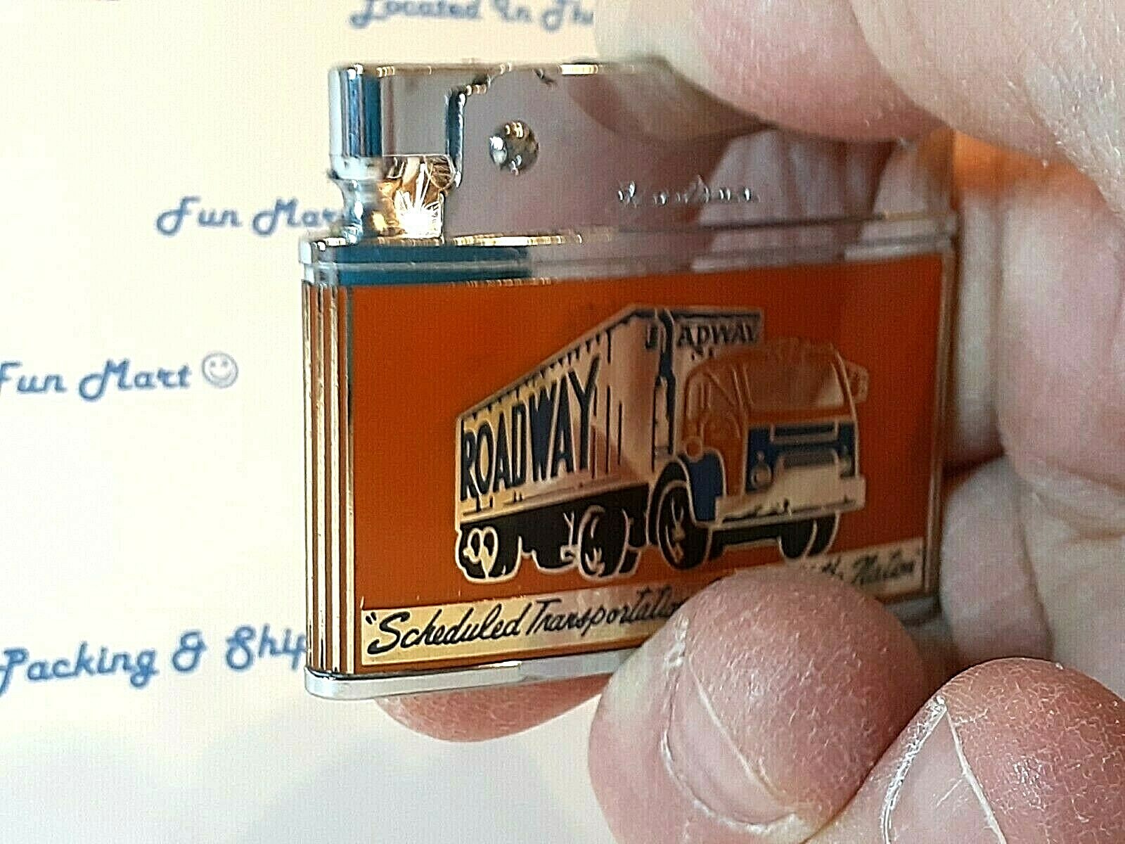 Vintage ROADWAY Ad LIGHTER / Complete, Clean, & Works Great / VVHTF /  [4655]