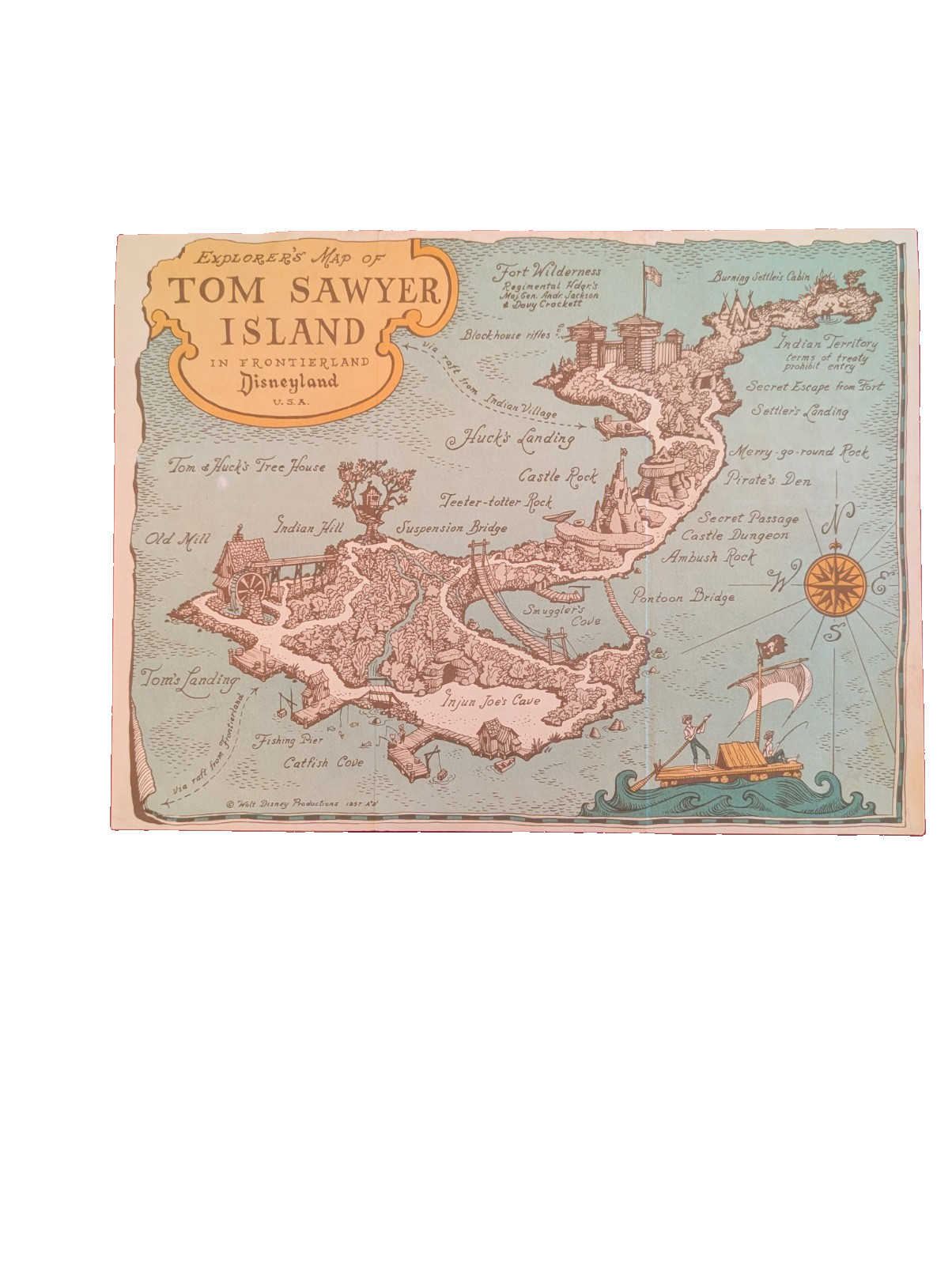RARE vintage 1957 DISNEYLAND brochure pamphlet TOM SAWYER ISLAND Walt Disney