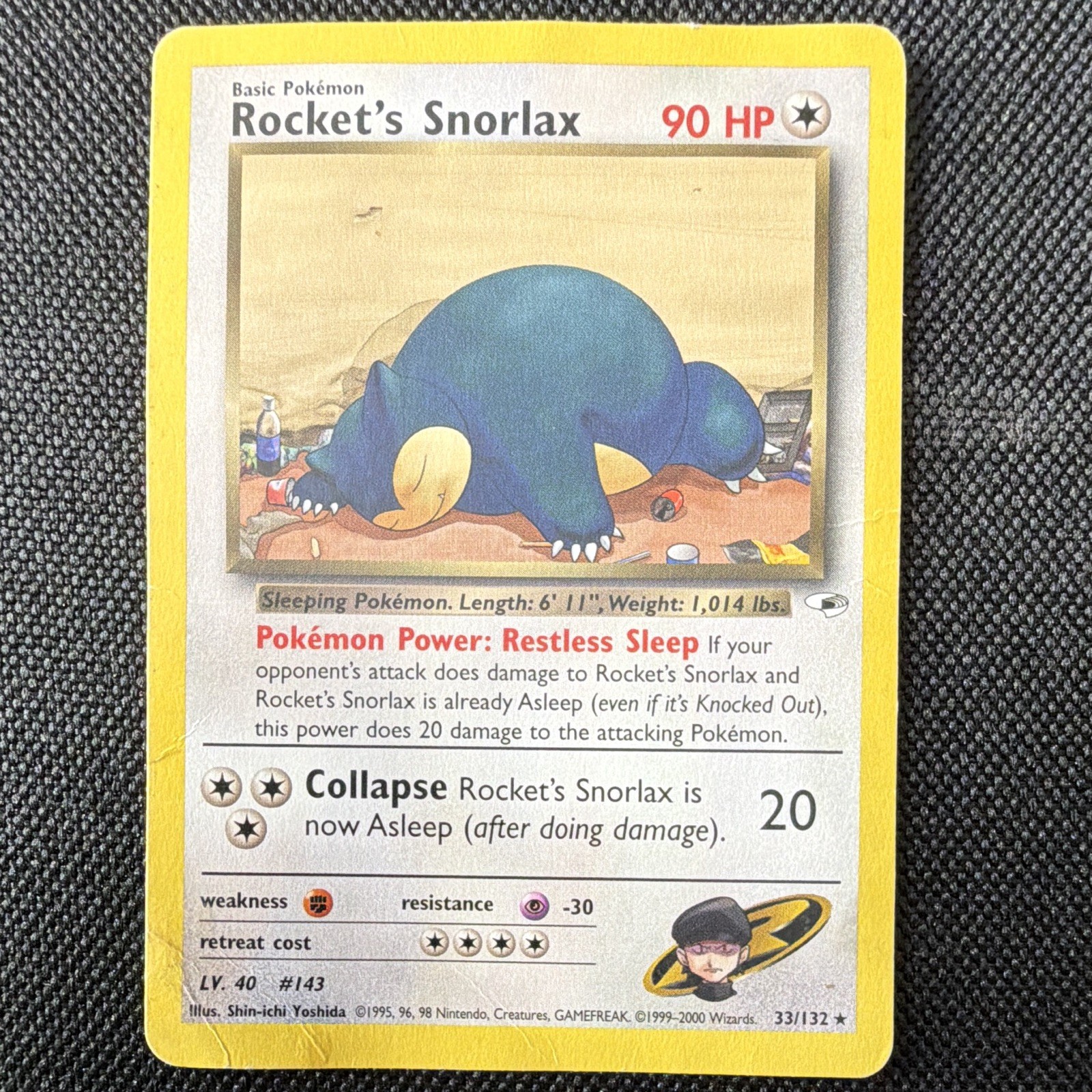Wizards of the Coast Pokémon Team Rocket Rocket\'s Snorlax 1st Ed 33/132
