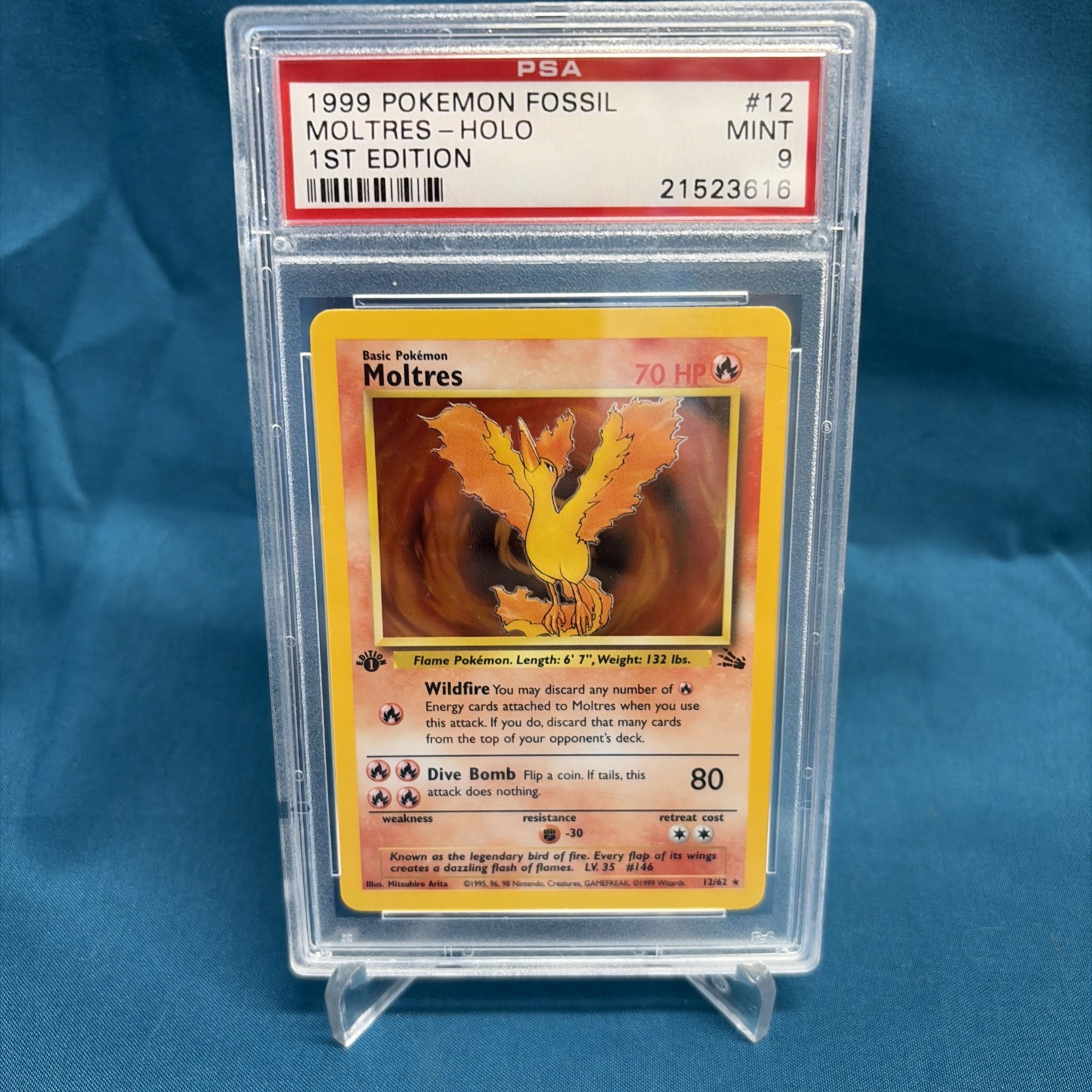1999 Pokemon Fossil Moltres 12/62 Holo 1st Edition PSA 9 MINT WOTC Vintage