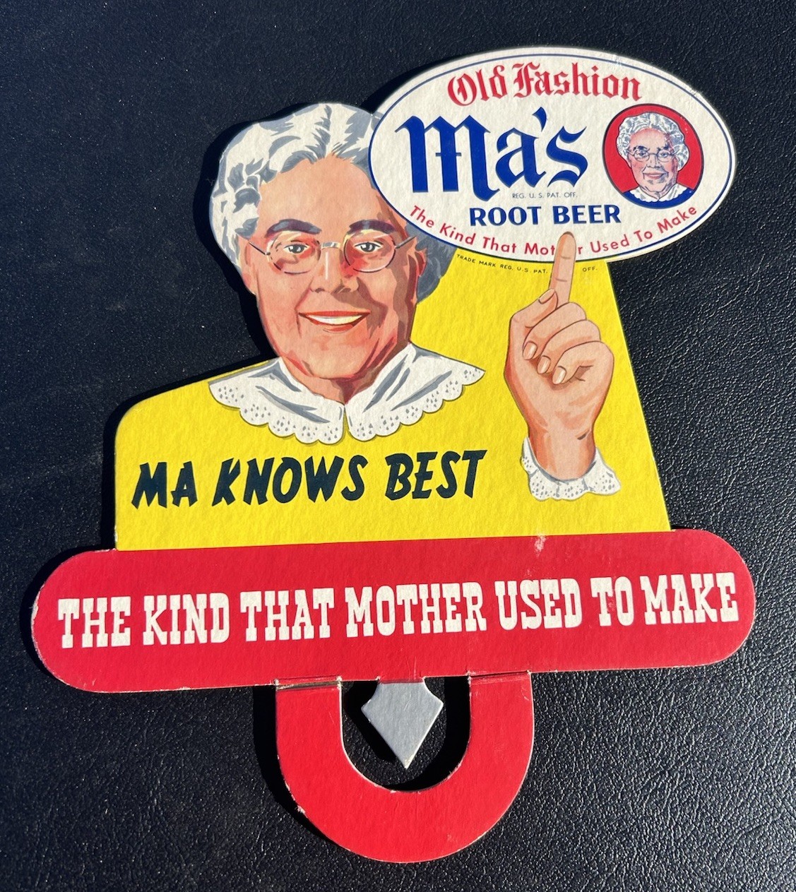Vintage RARE Ma’s Root Beer Diecut Advertising Bottle Topper