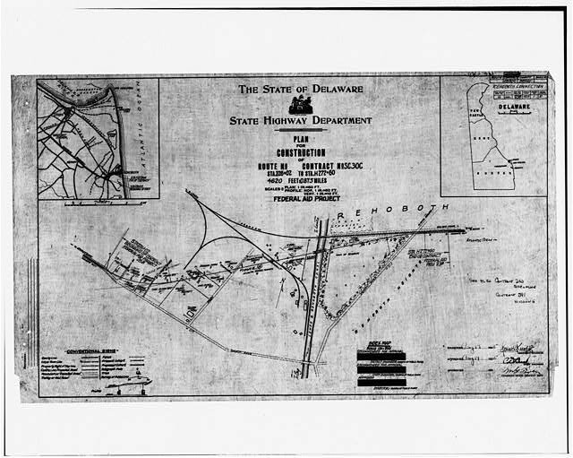 Rehoboth Beach DE Rehoboth Avenue Bridge Site Plan 1930s State Route 1A