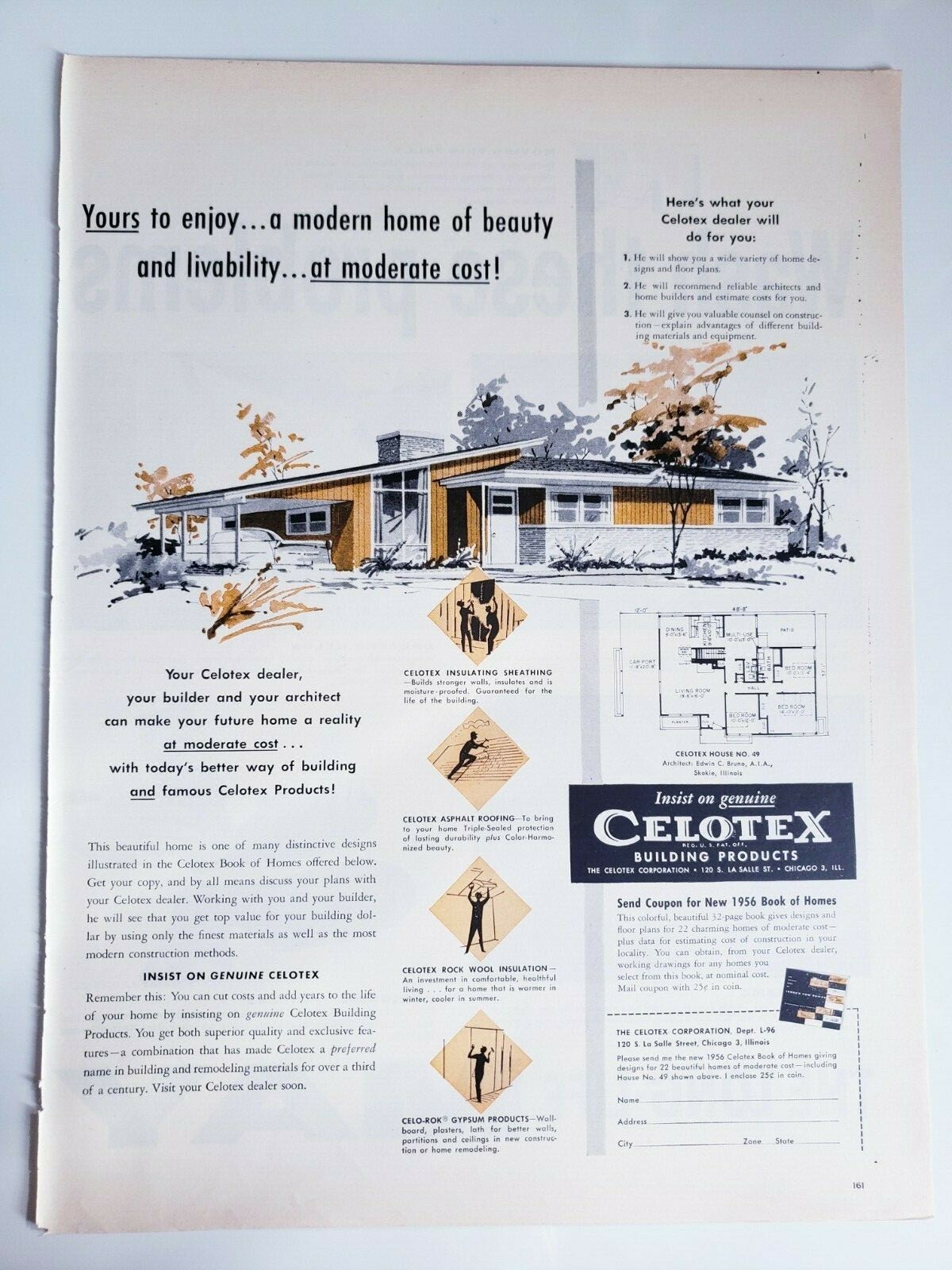 Vintage 1956 Celotex Print Ad Ephemera Art Decor Yours to Enjoy