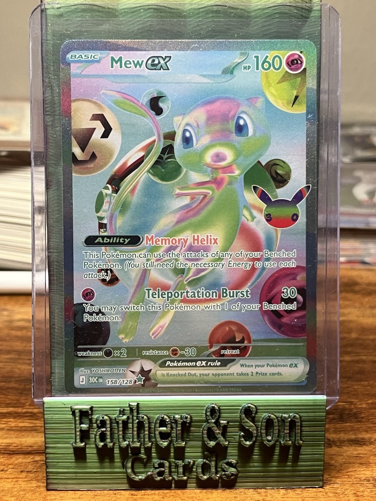 Pokemon TCG Mew EX 🔥 158/128 30th Celebration Futuristic Rare Holo Full Art 🔥