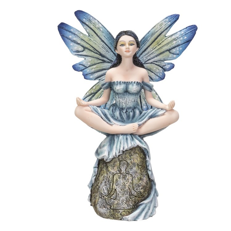 FAIRY MEDITATING ON STONE- 8 INCH