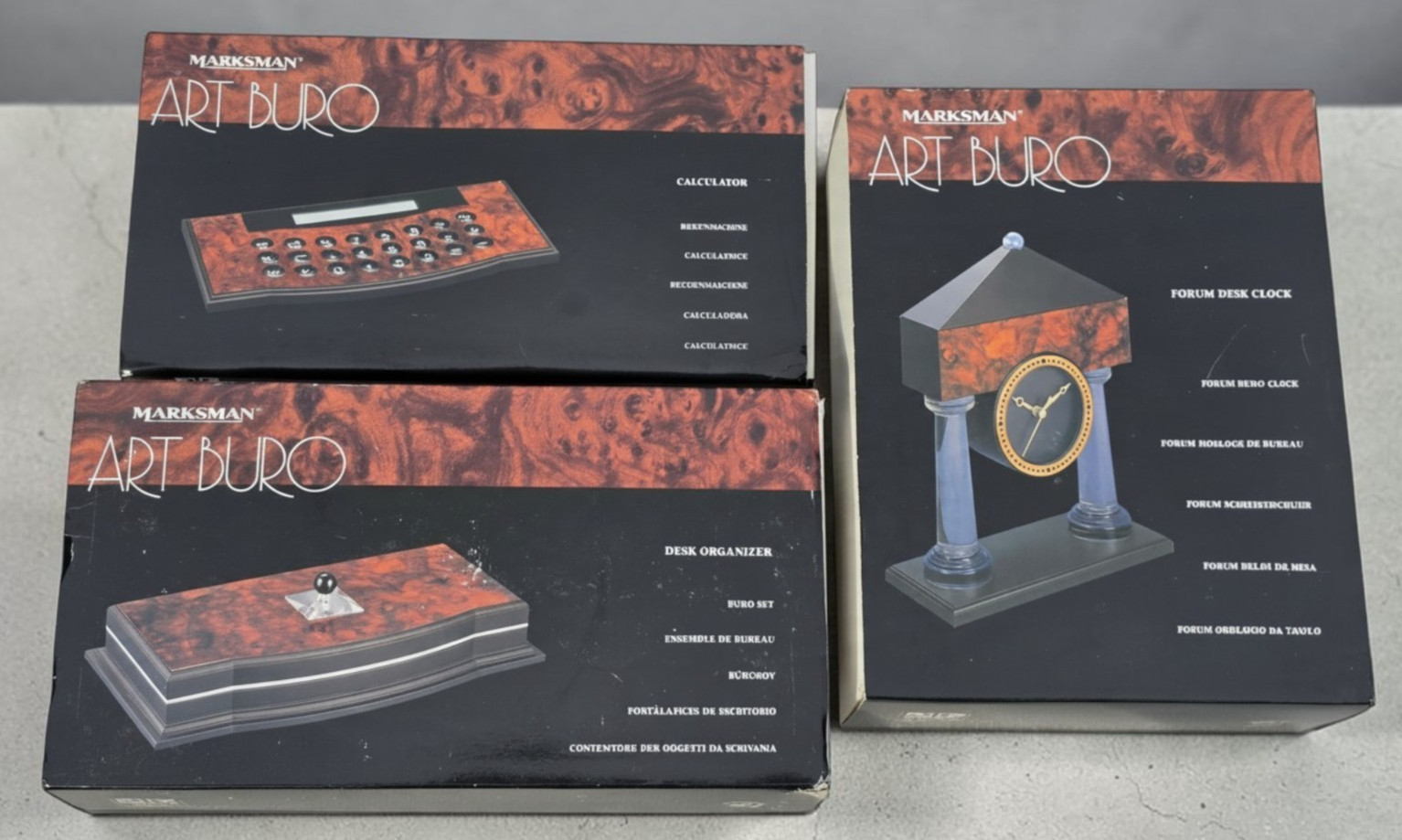 Vintage (1991) Starck/Memphis-style TT Design Marksman Desk Clock Lot 3 Set Rare