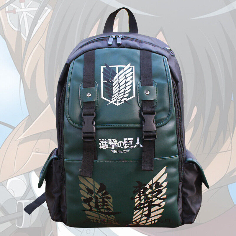 Men Women Backpack Anime Attack On Titan Shoulder Bag Laptop Schoolbag Packsack