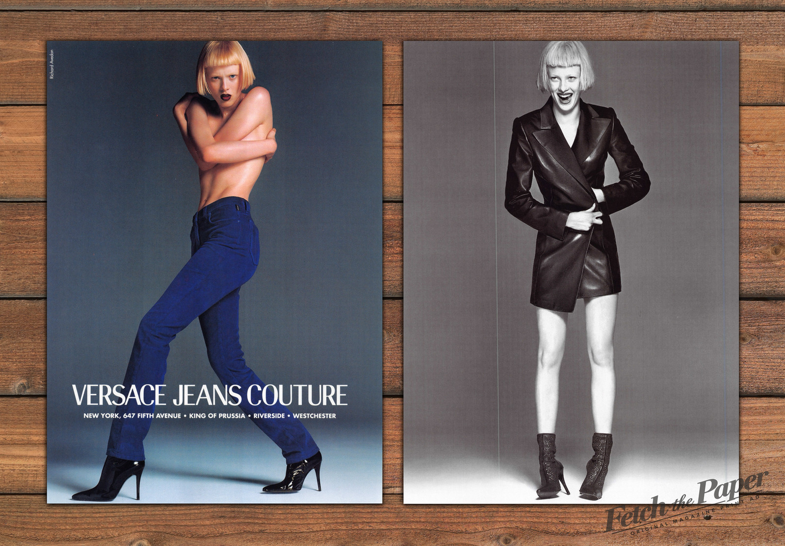 Versace Jeans Couture Karen Elson 1 Page (Front/Back) Print Ad 1997 1990s