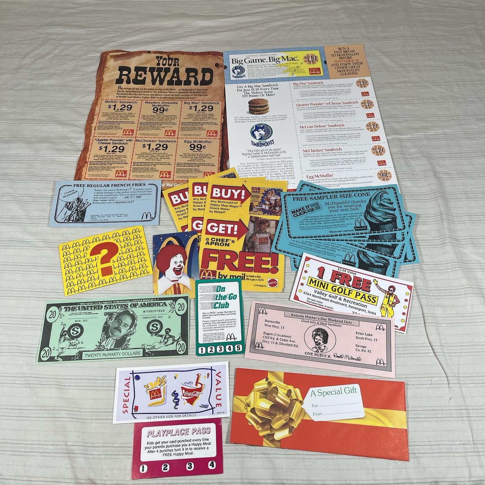 Vintage McDonald's 1990s Coupon Western Hamburger Snack Maker McBuck Free Cone