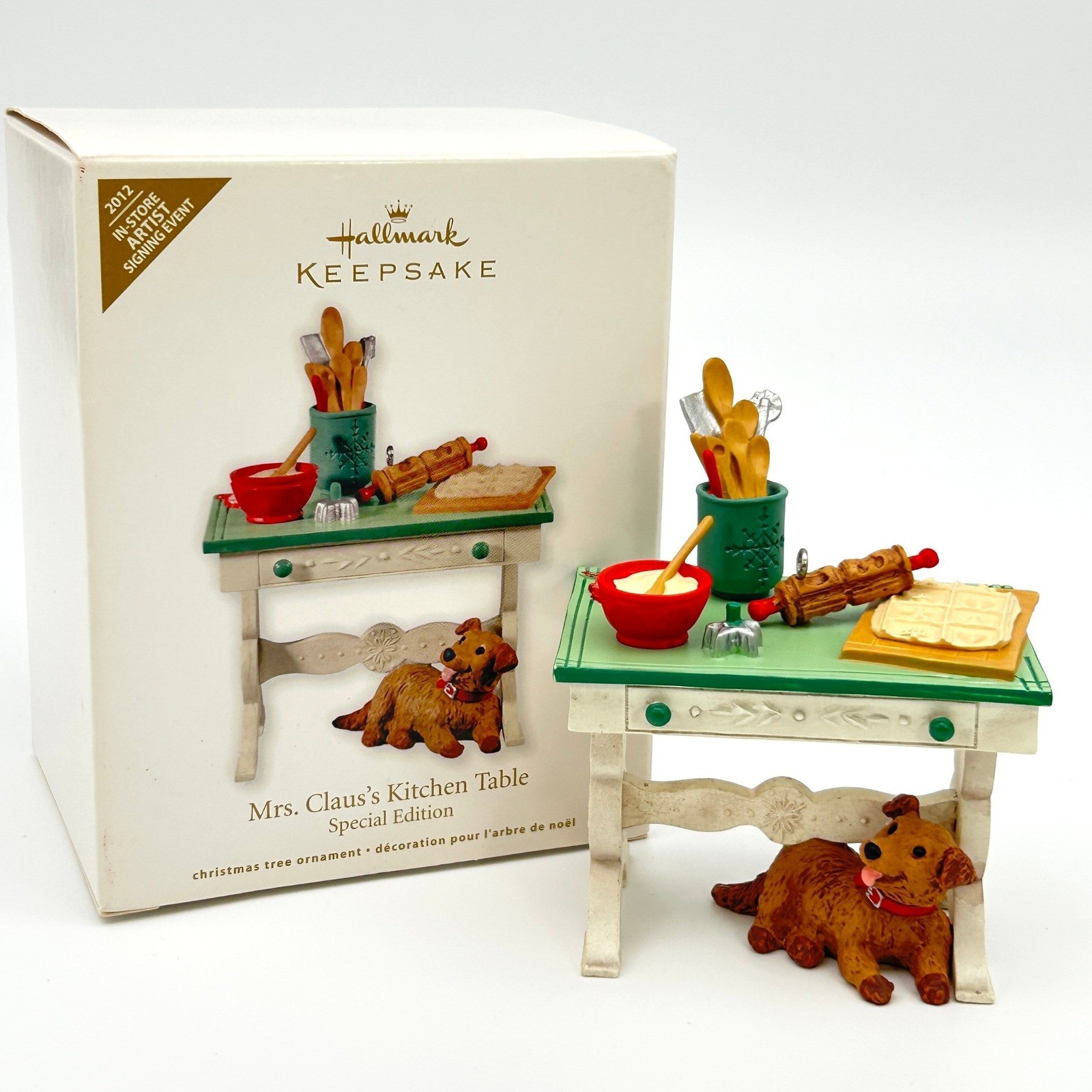 Hallmark Mrs. Claus's Kitchen Table 2012 Special Edition Keepsake Ornament Dog