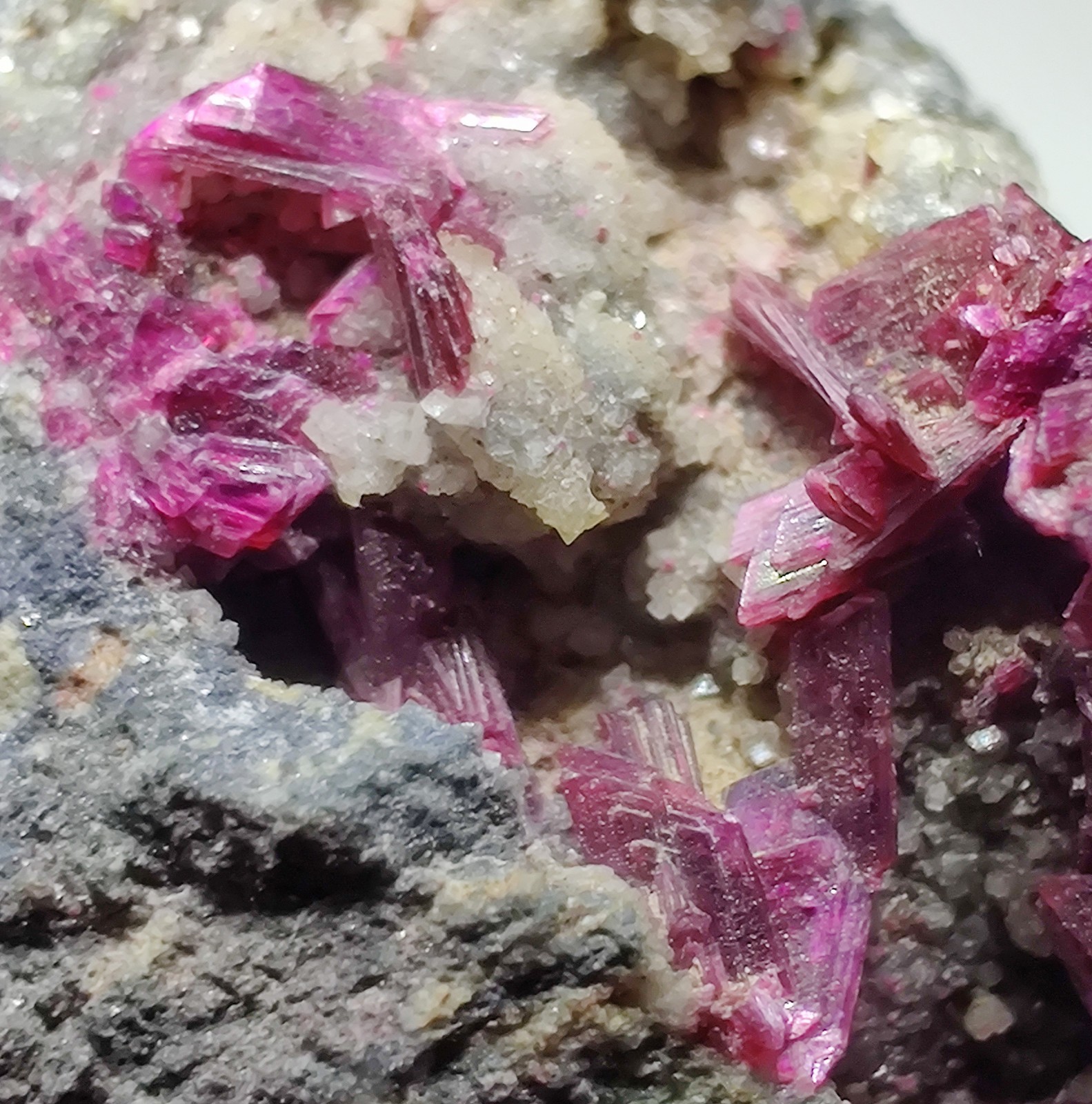 Erythrite crystals on matrix. Bou Azzer, Morocco. 58 grams.