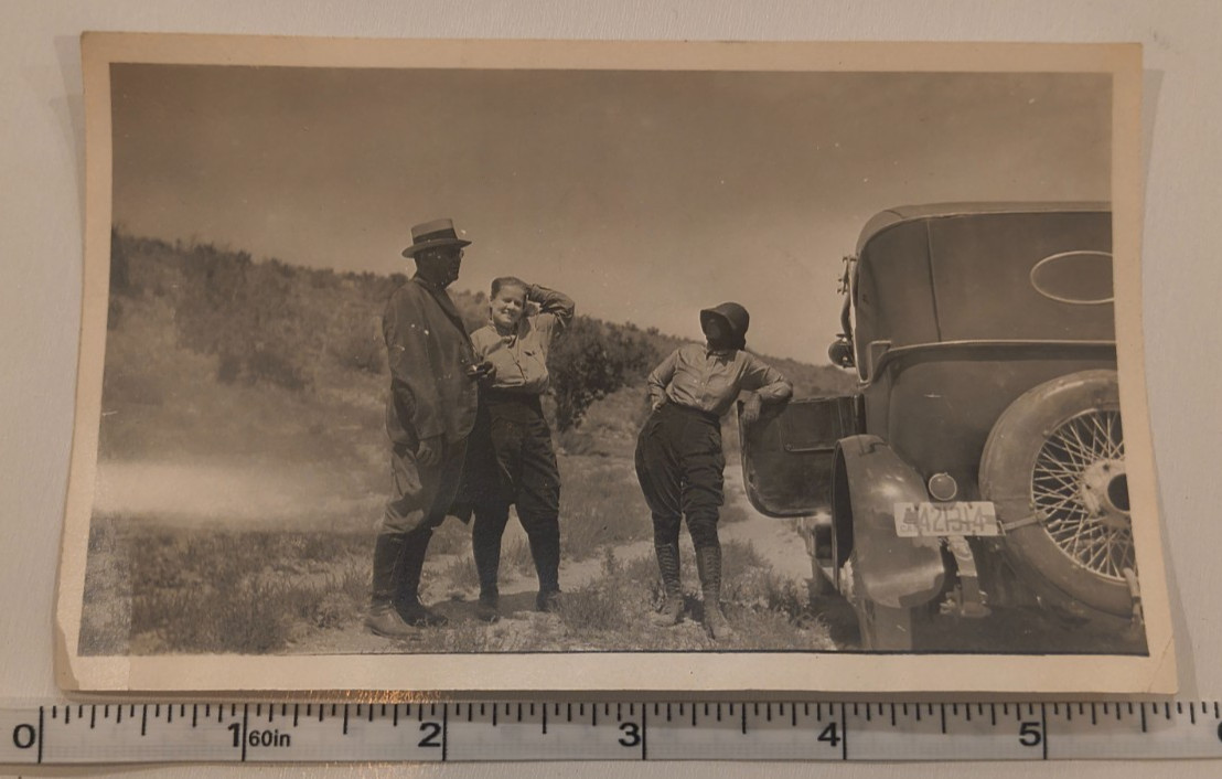 Vintage 1920s Car Photo License Plate Wire Wheels Women Riding Breeches
