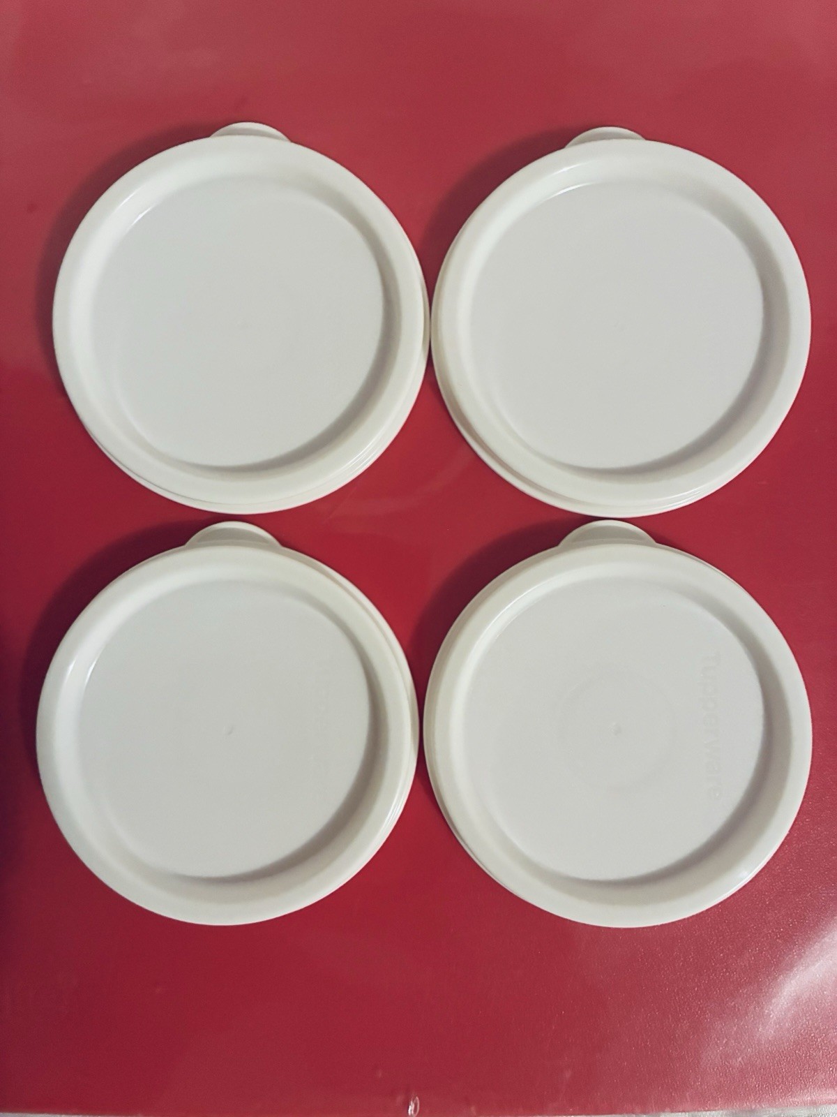 Tupperware 4 Pc Set Seals/Replacement Lids for Snack Cups Bell Tumblers 4922 G