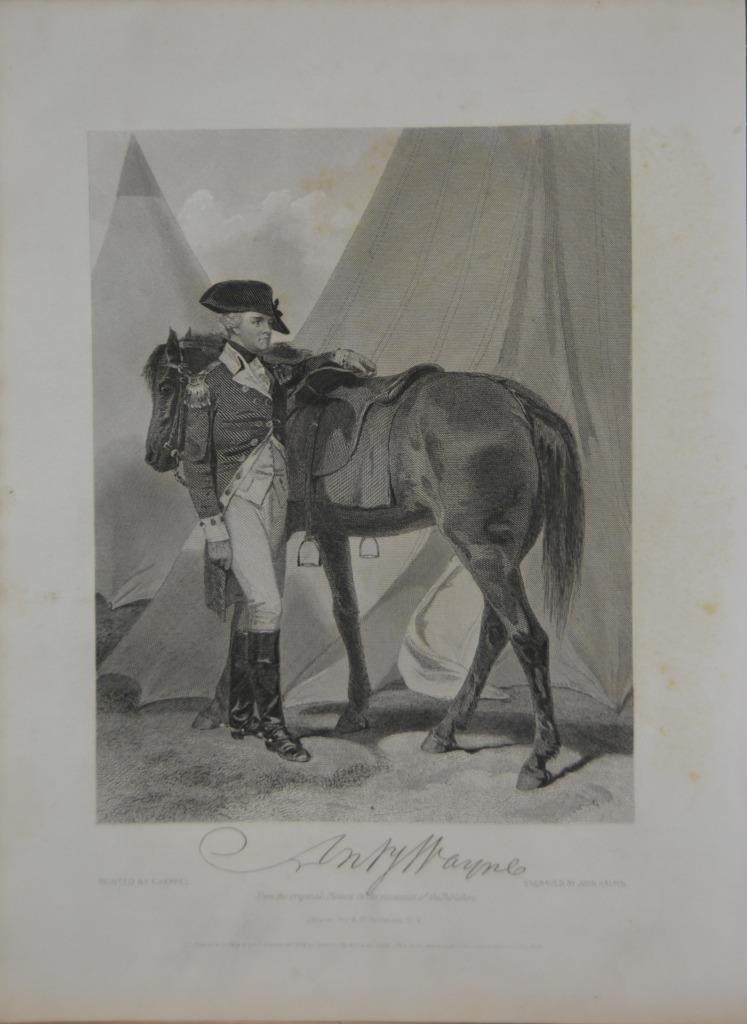 Revolutionary War General Anthony Wayne Antique Original 1850's Engraving