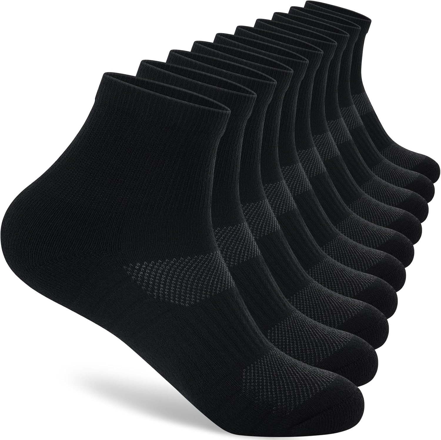 Mens 100 Cotton Cushioned Ankle Socks Moisture Wicking Breathable Quarter