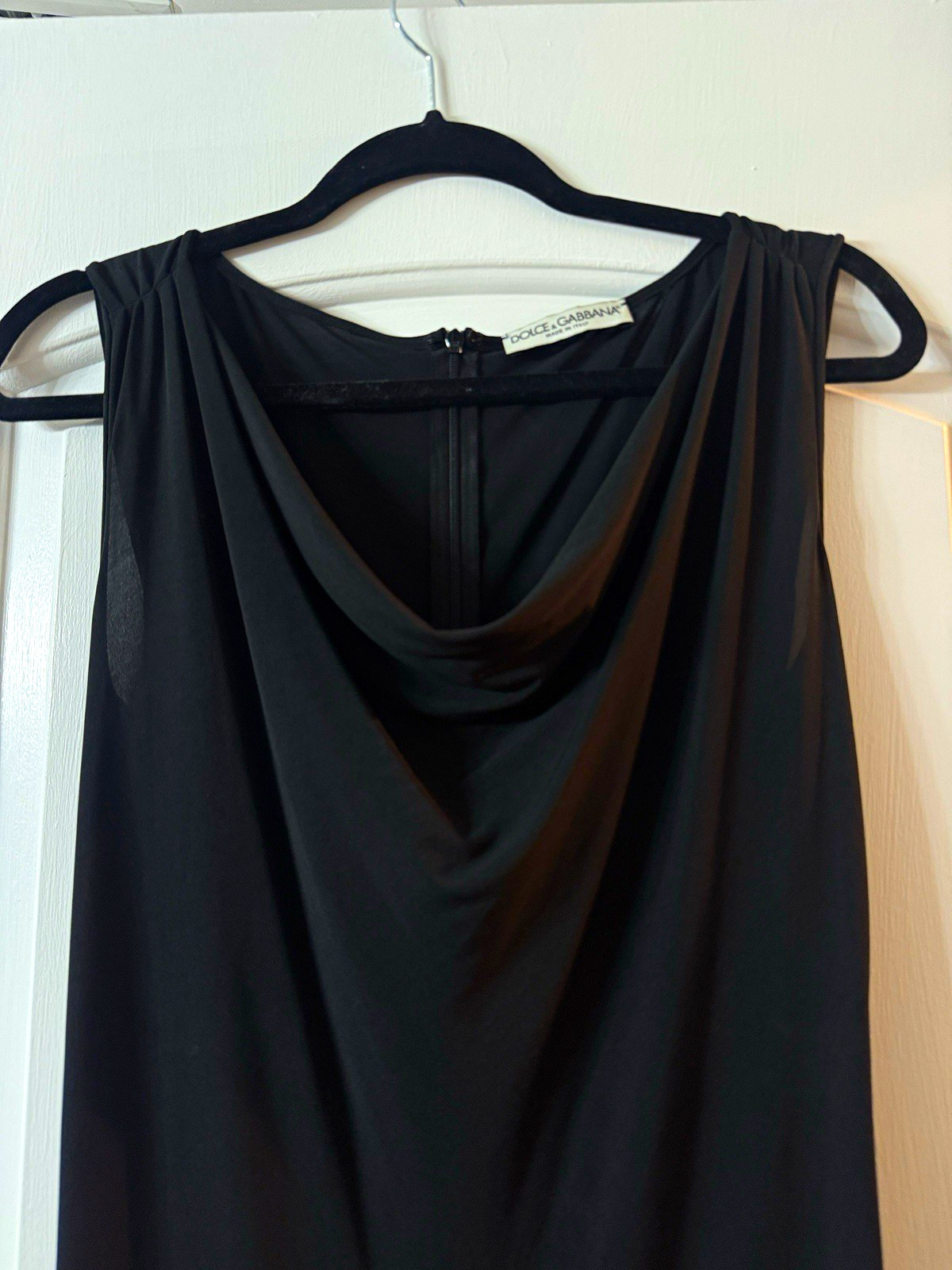 Dolce & Gabbana Black Cowl Neck Sleeveless Zip One-Piece Dress FR 44 Italy