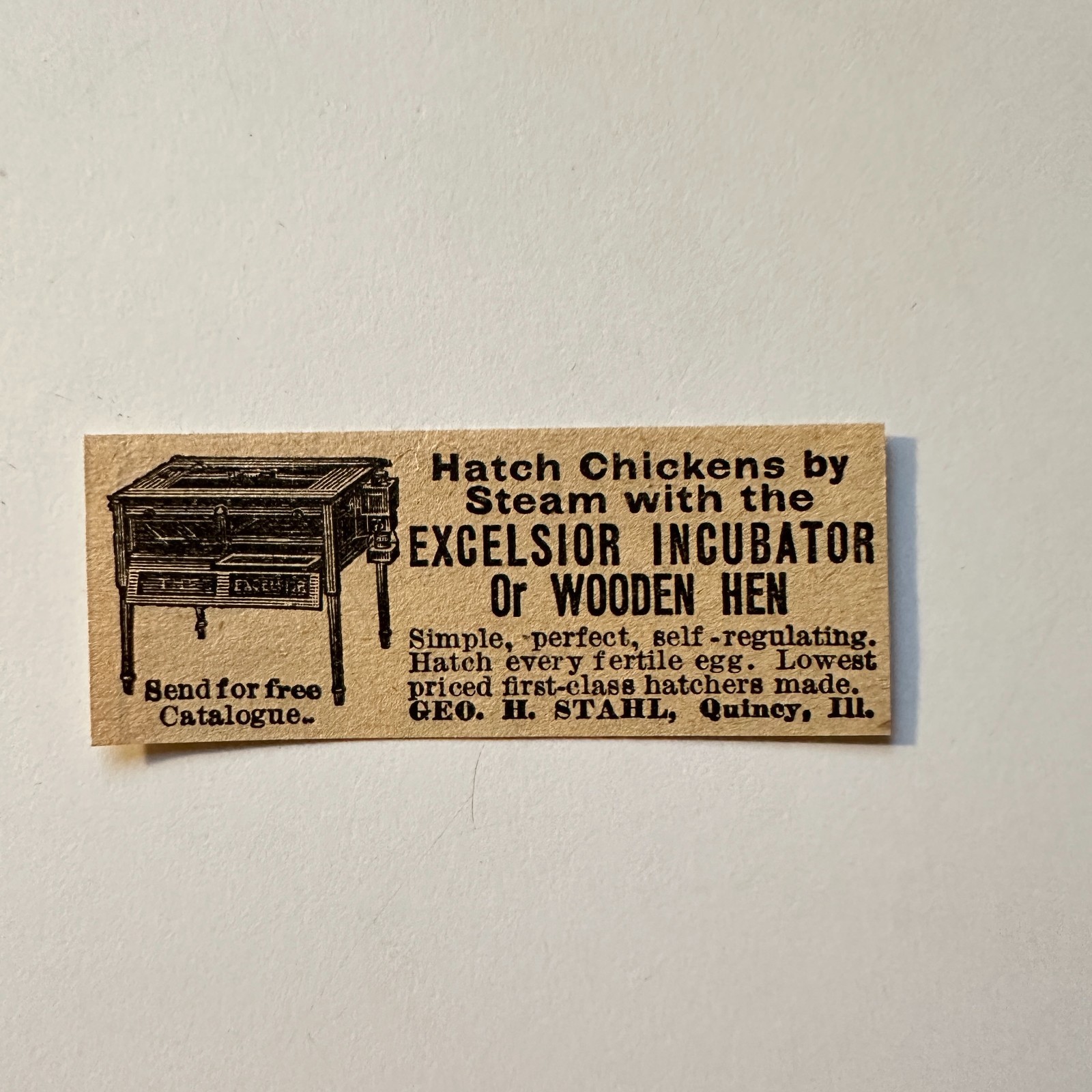 Geo. H. Stahl Excelsior Incubator Quincy IL 1906 Minneapolis Ad 5AL1-S24