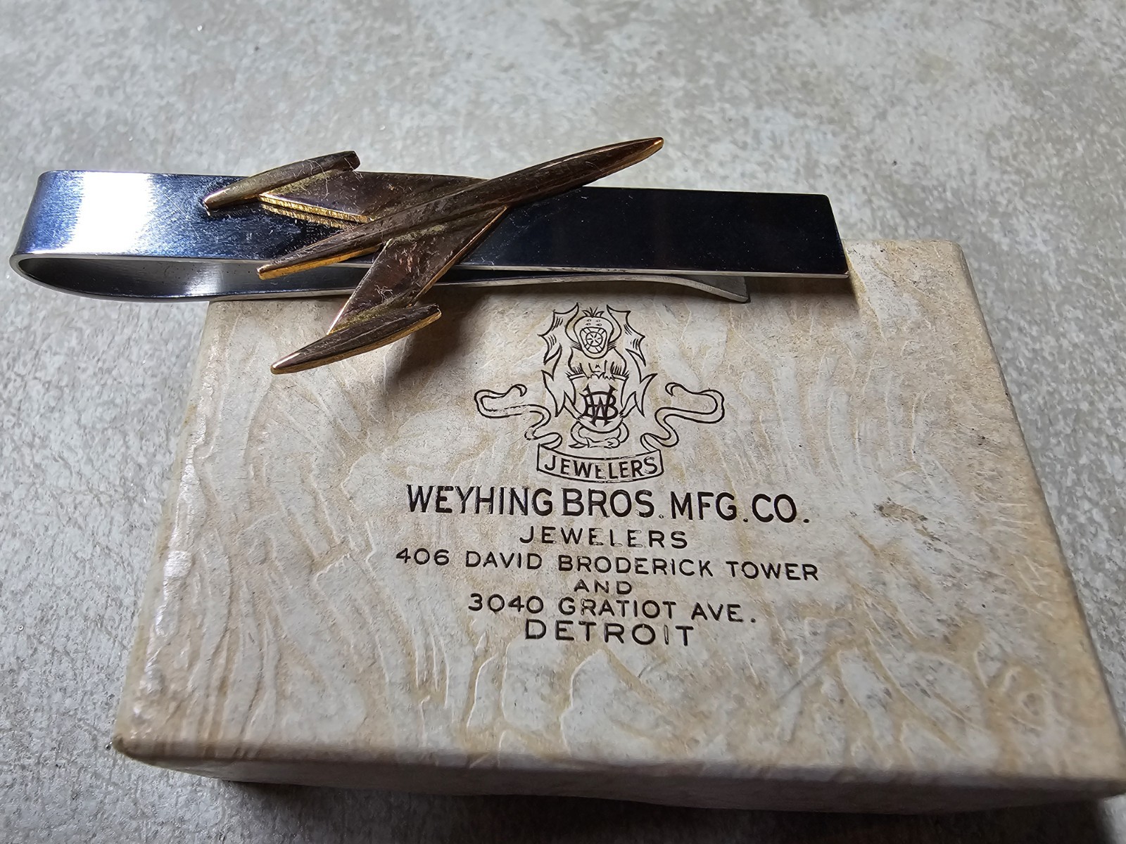 Vintage 1950s Space Age Rocket Tie Clip – Weyhing Bros. Mfg. Co. Detroit with...