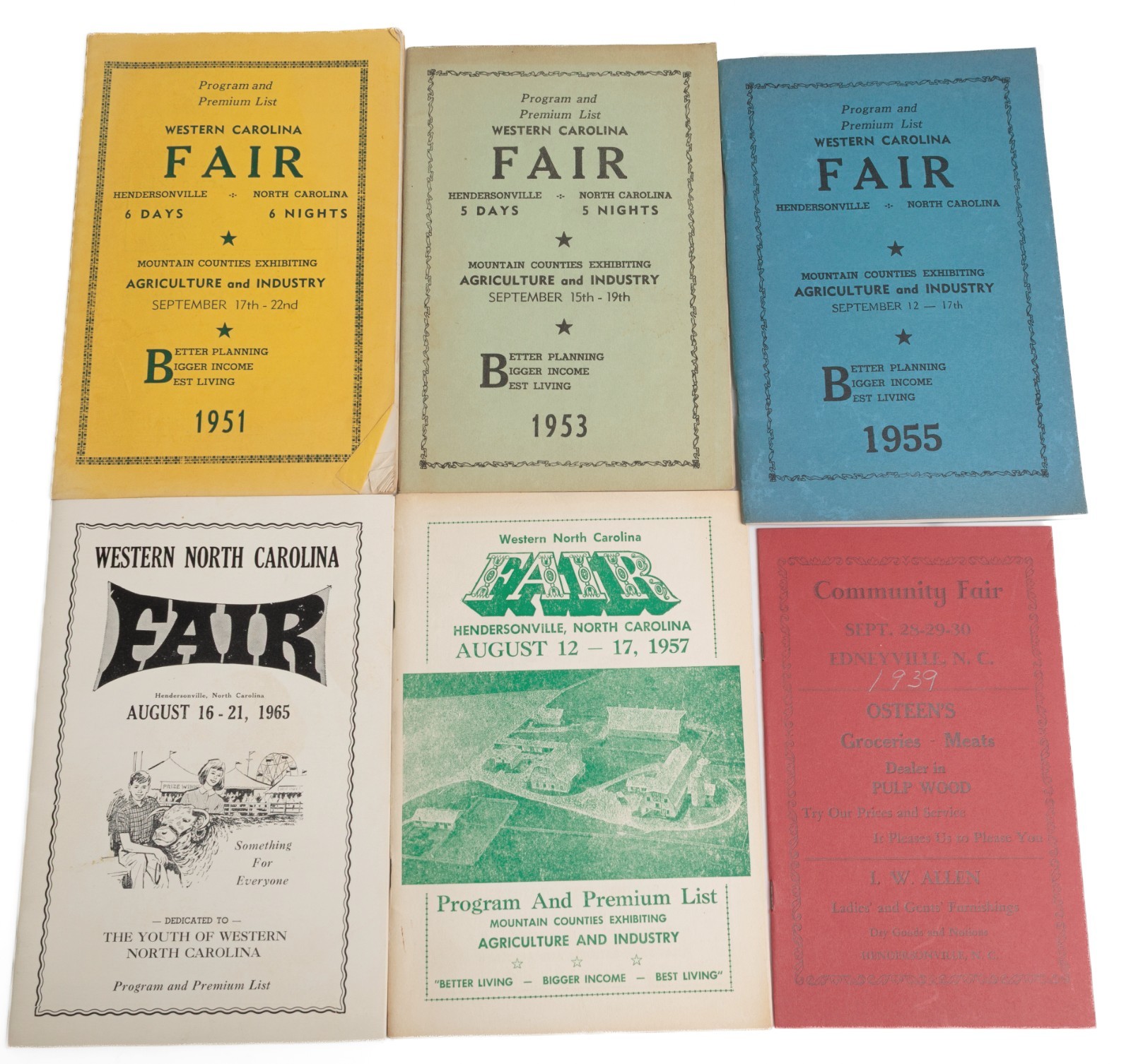 Vintage 1950s-1960s Western NC State Fair Guide Books 1930s Edneyville Fair