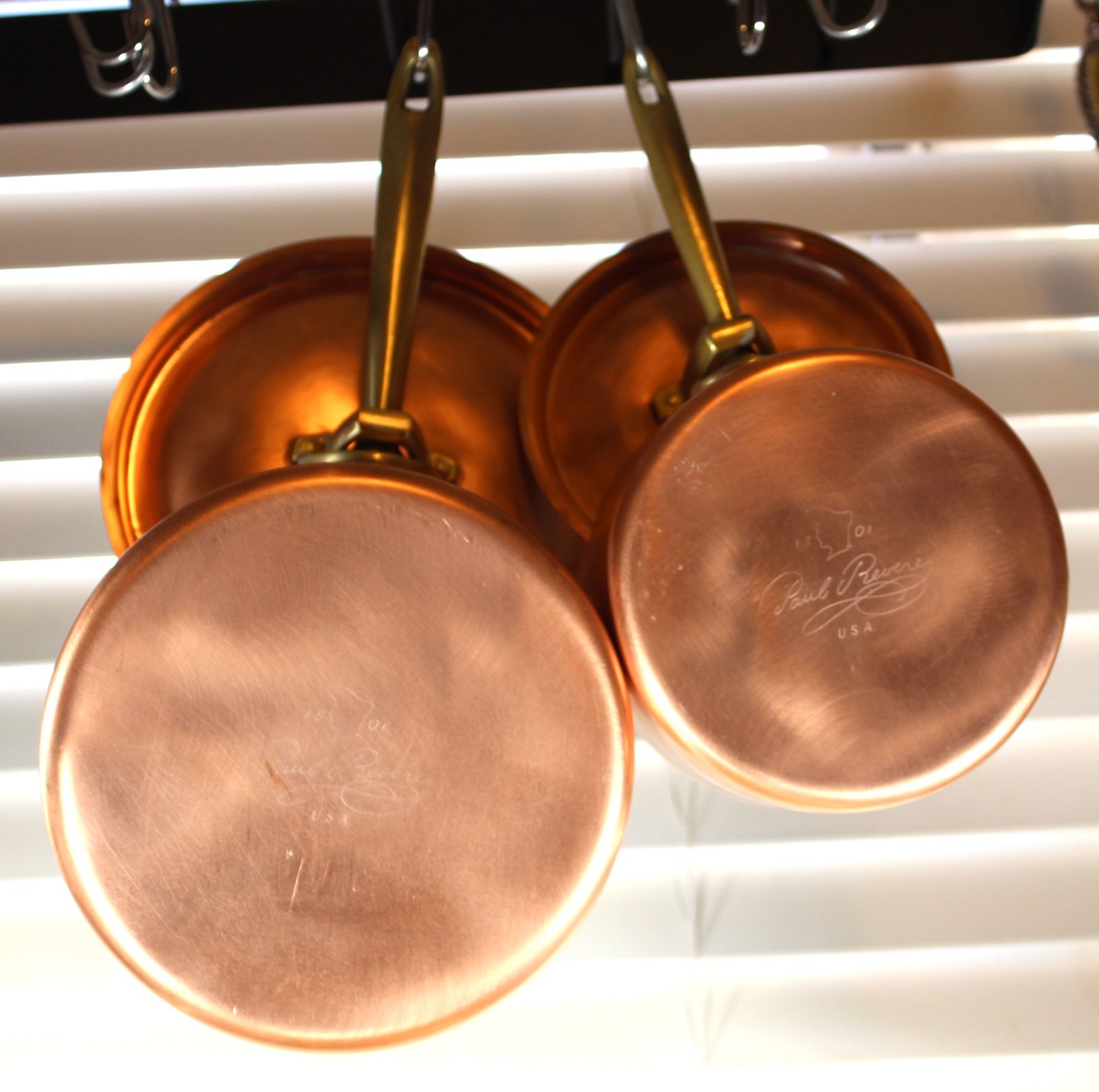 Paul Revere Ware USA Solid Copper Pot 1 & 2 QT Sauce Pan Saucepan Set 8001 8002