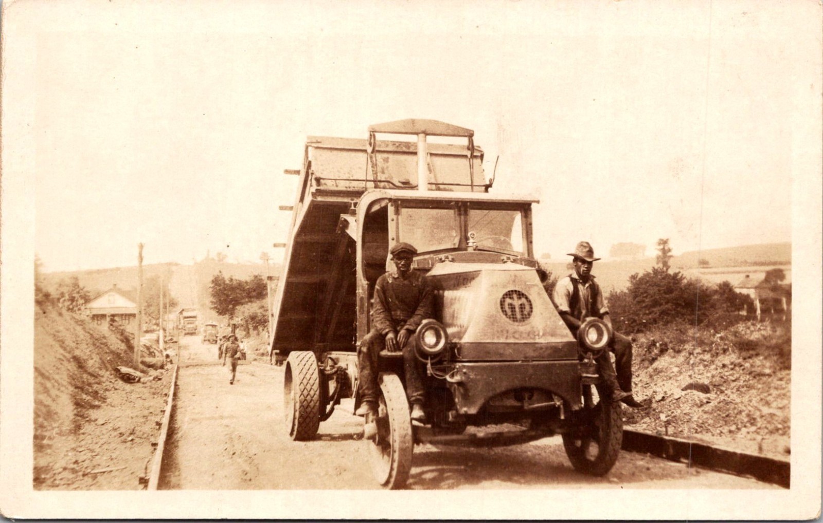 Two African American On A Mack AC Or Bulldog RPPC Real Photo Postcard 4P23-1