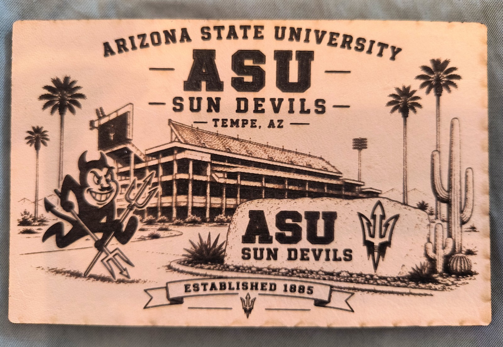 LEATHER ~ ARIZONA STATE UNIVERSITY ASU Sun Devils Tempe Stadium FOOTBALL