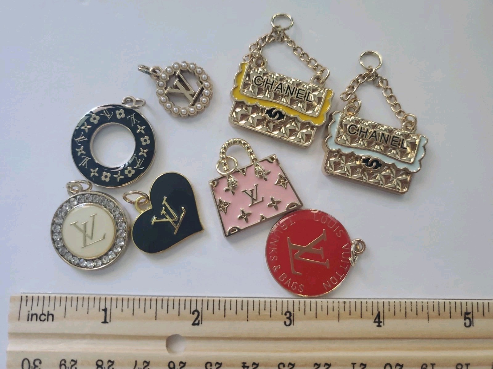 Lot Of 8 LV Chanel Zipper Pull Charms