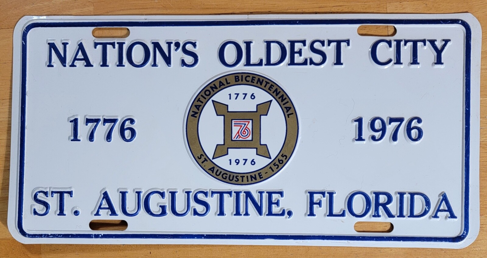 1976 St Augustine Fla Bicentennial License Plate Nations Oldest City