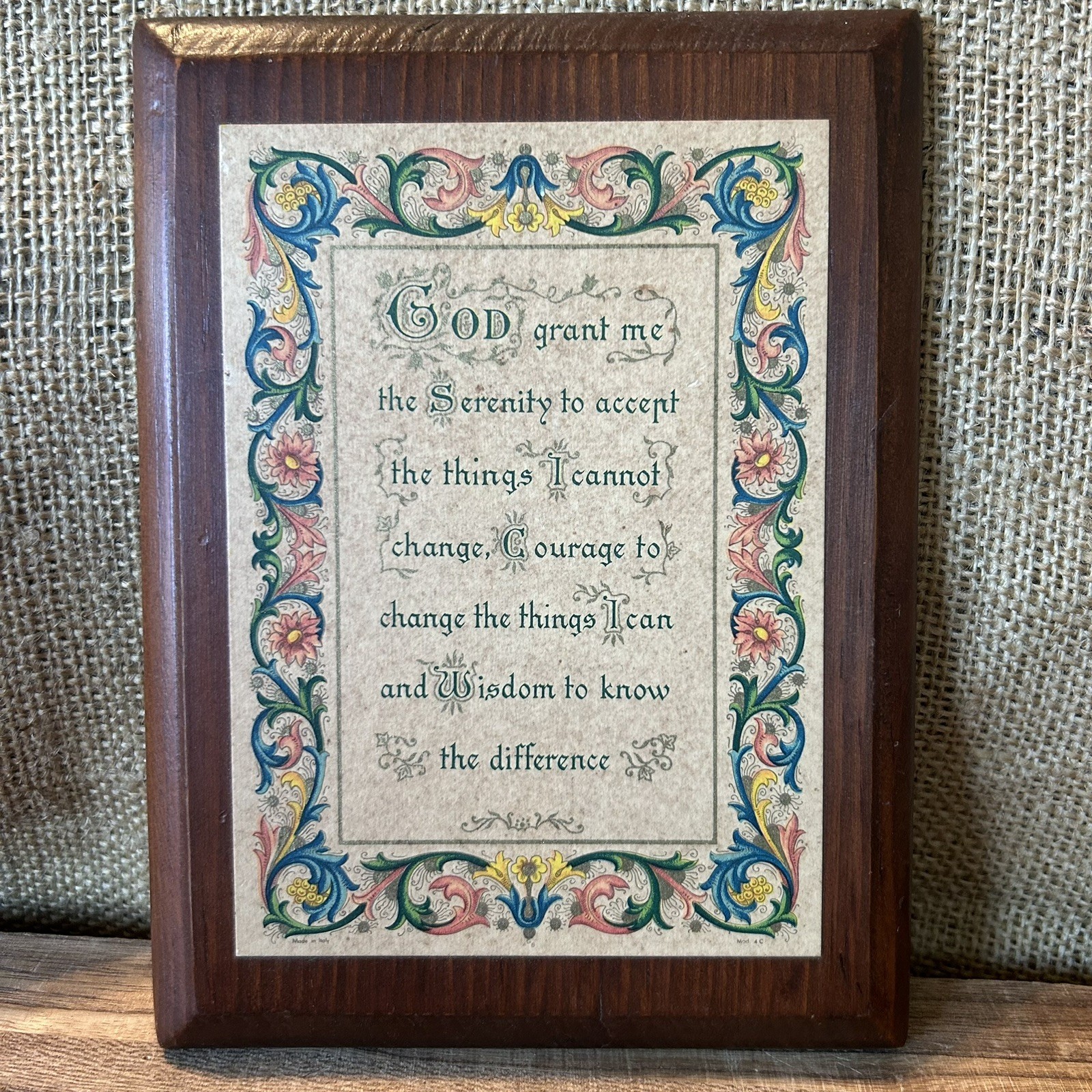 God Grant me the Serenity Plaque Wooden Vintage Midcentury