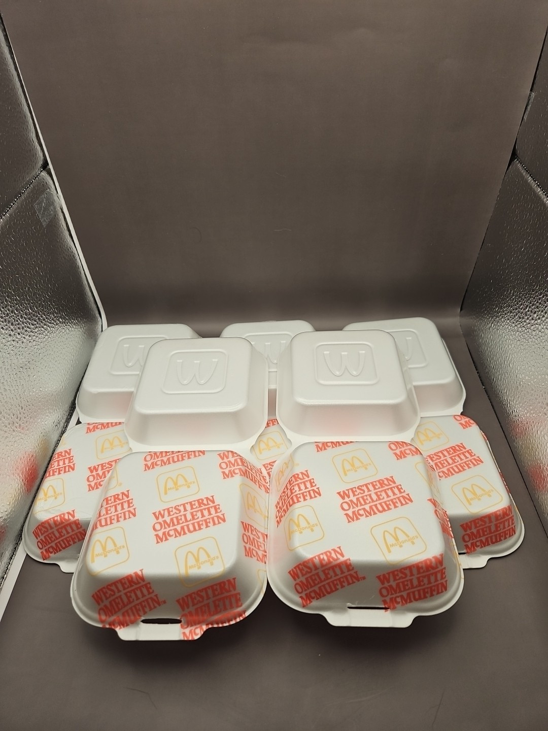 Five Vintage 1990 Mcdonald's Styrofoam Containers Western Omelette McMuffin