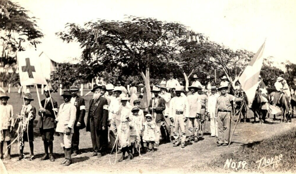 RPPC  Red Cross Flag  Parade   Postcard  c1910