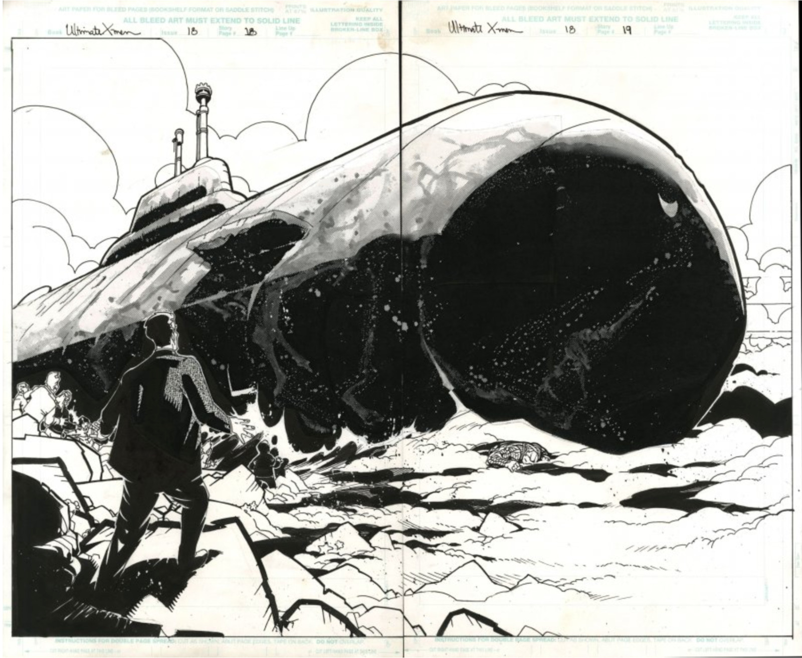 Chris Bachalo Original Art - Ultimate X-Men #18  Amazing double page splash