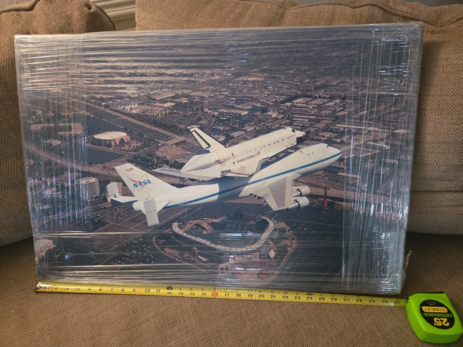 Vintage NASA Anaheim Angels 21x31.5 Canvas Endeavor Space Shuttle Boeing 747 SCA