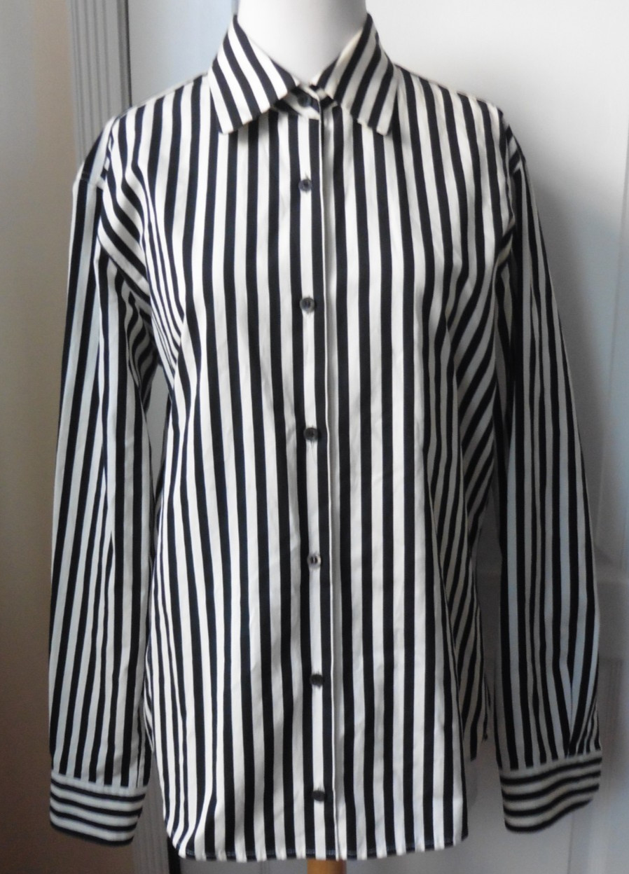 Dries Van Noten Crisp Black & White Button Up Shirt Top Size 38 US 6/8
