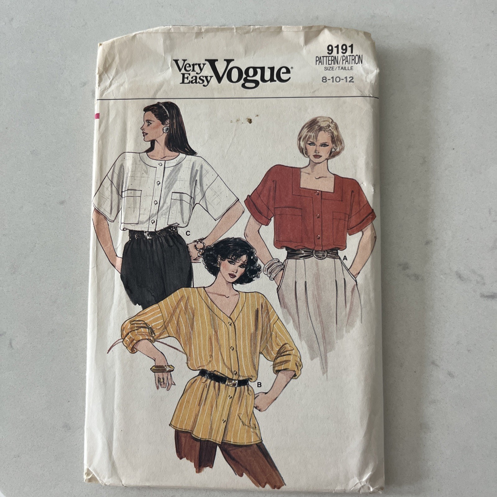 1980's VOGUE Misses' Blouse Pattern 9191 Size 8-12 UNCUT