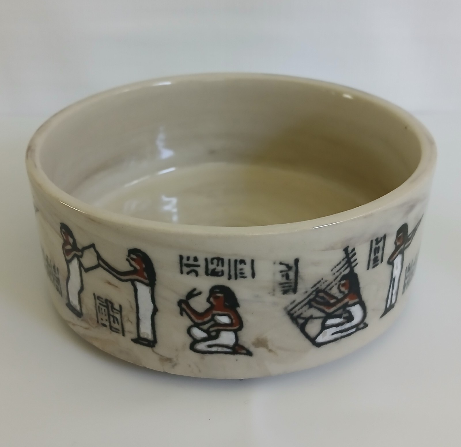 Vtg 1970\'s King Tut Egyptian Revival Marbled Ceramic Trinket Bowl Enesco Japan