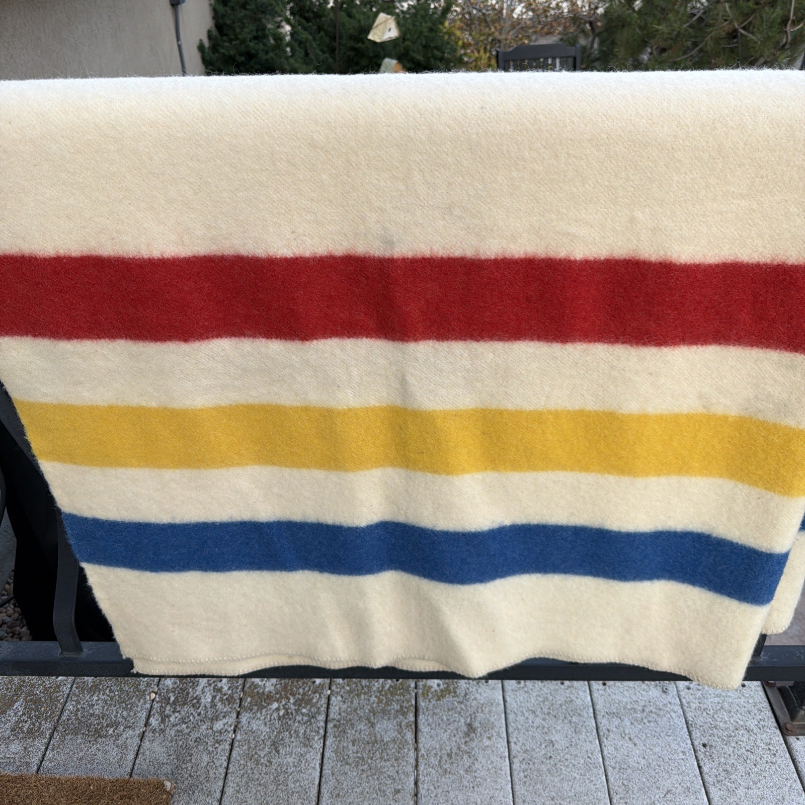 Vintage J C Penney Winternite Golden Dawn Wool Camp Blanket 72x84 Cabin 50s