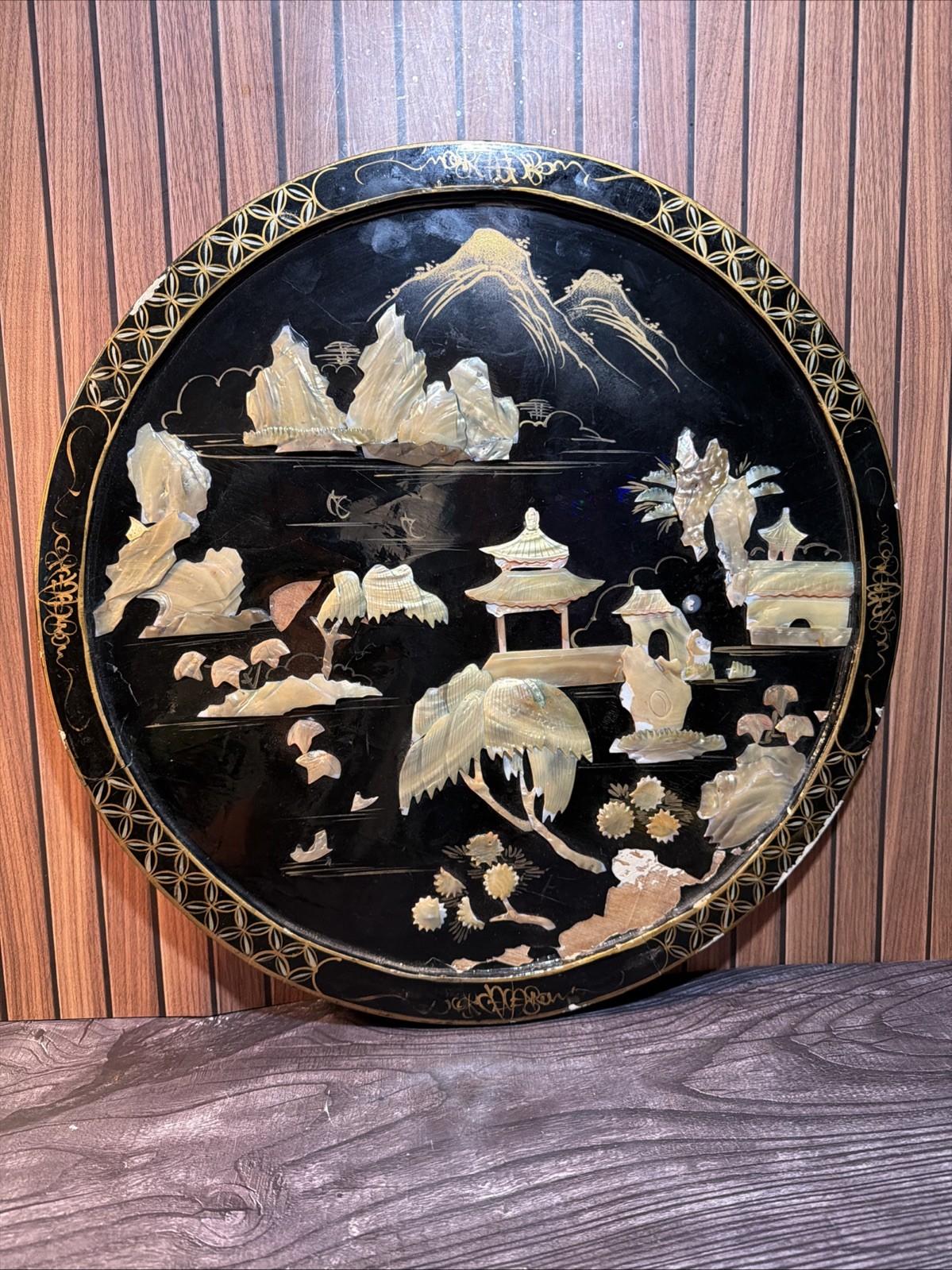 Vintage Chinese Black Lacquer 17.5\