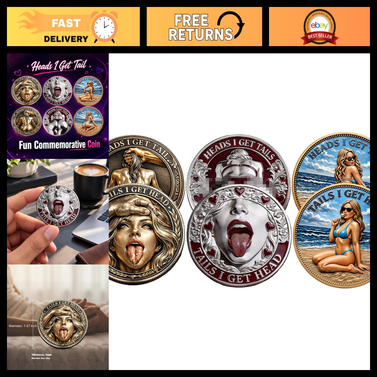 3PCS Decision Coin Set - Heads or Tails Game, Fun Choice Maker for Adults