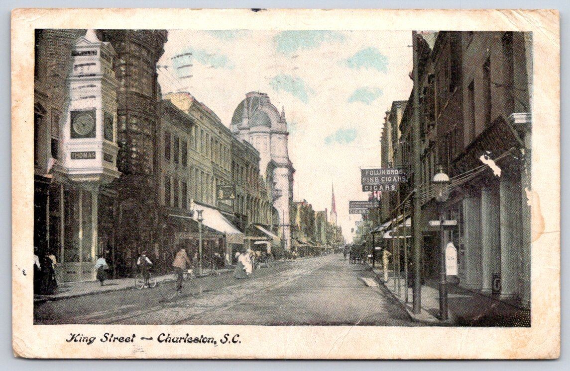 Antique South Carolina Postcard CHARLESTON King Street Cityscape 1907