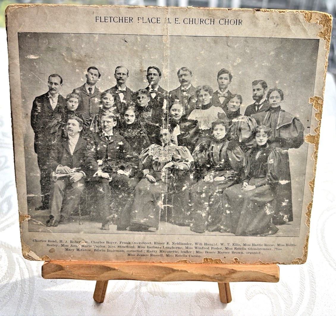Fletcher Place Indianapolis, M.E. Church Choir Cabinet Photo Named Members 1900s