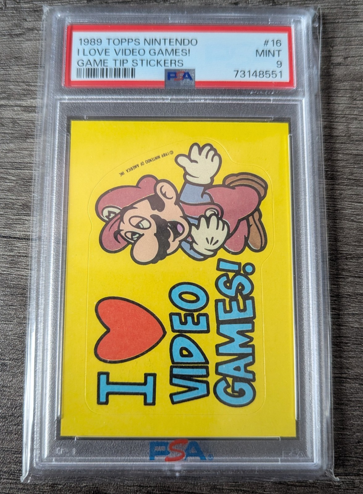 1989 TOPPS NINTENDO GAME TIP STICKERS #16 I LOVE VIDEO GAMES PSA 9-RARE 🍄⭐🏵️