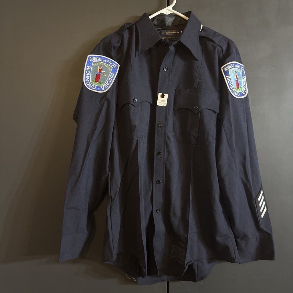 Vintage 70s Richmond Virginia Police Uniform 16-35 Shirt New NOS Patch’s USA VTG