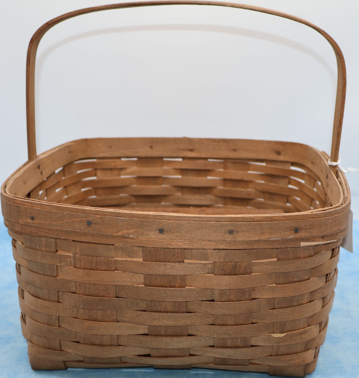 Vintage Longaberger 1983 Pie Basket, Wood Bottom, Riser Insert