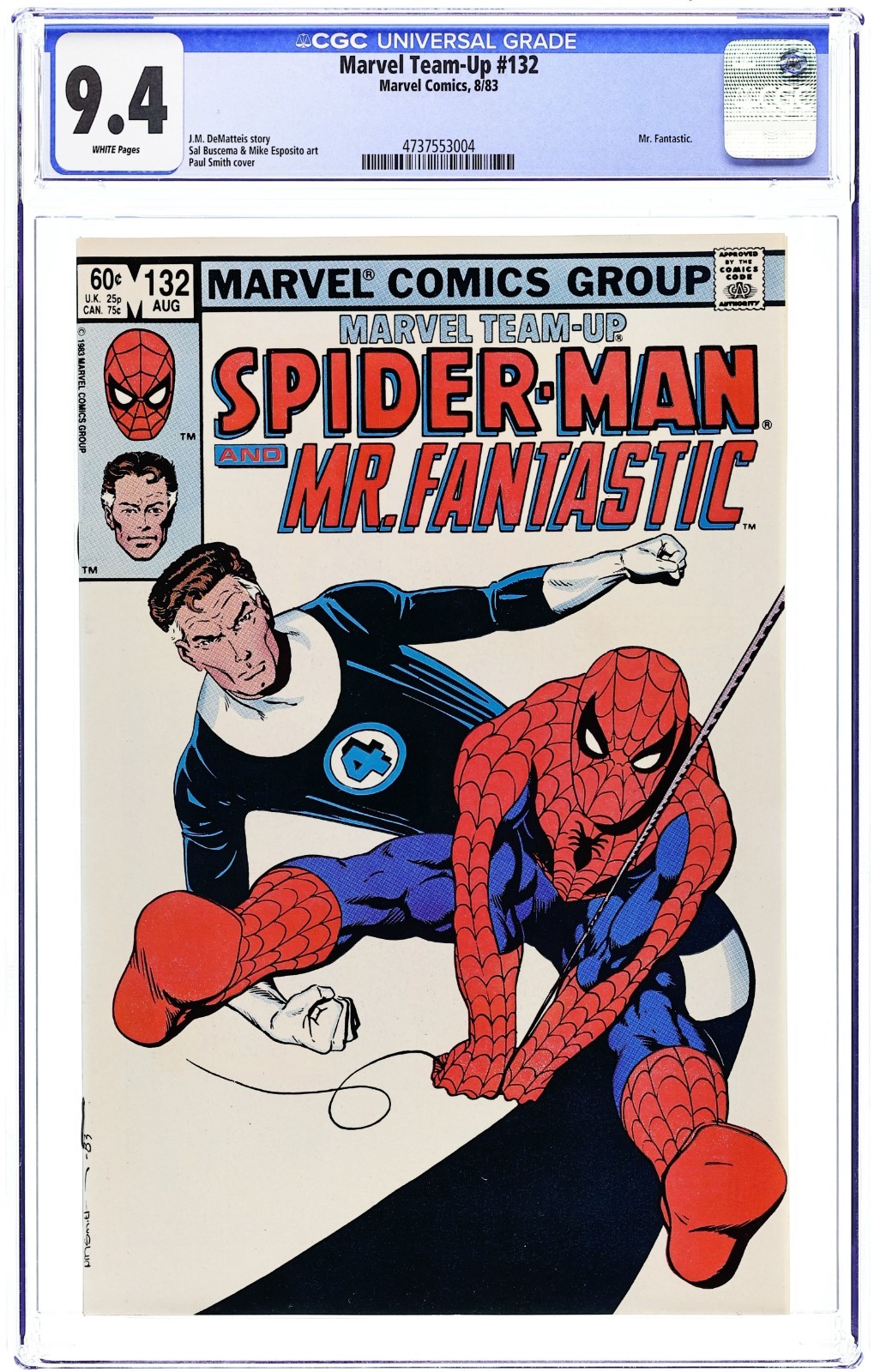 Marvel Team-Up #132 Spider-Man & Mr Fantastic - 1983 - CGC 9.4 - Paul Smith