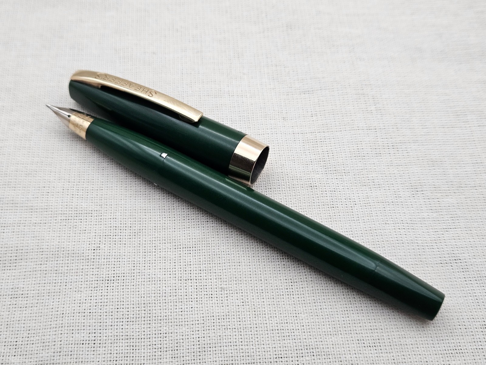 Restored Vintage 1960s Sheaffer Imperial III Evergreen Touchdown Pen Fine Nib
