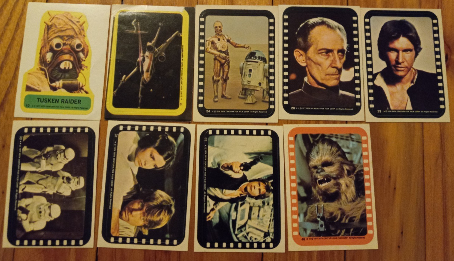 9 STAR WARS VINTAGE 1977 TOPPS STICKERS LOT