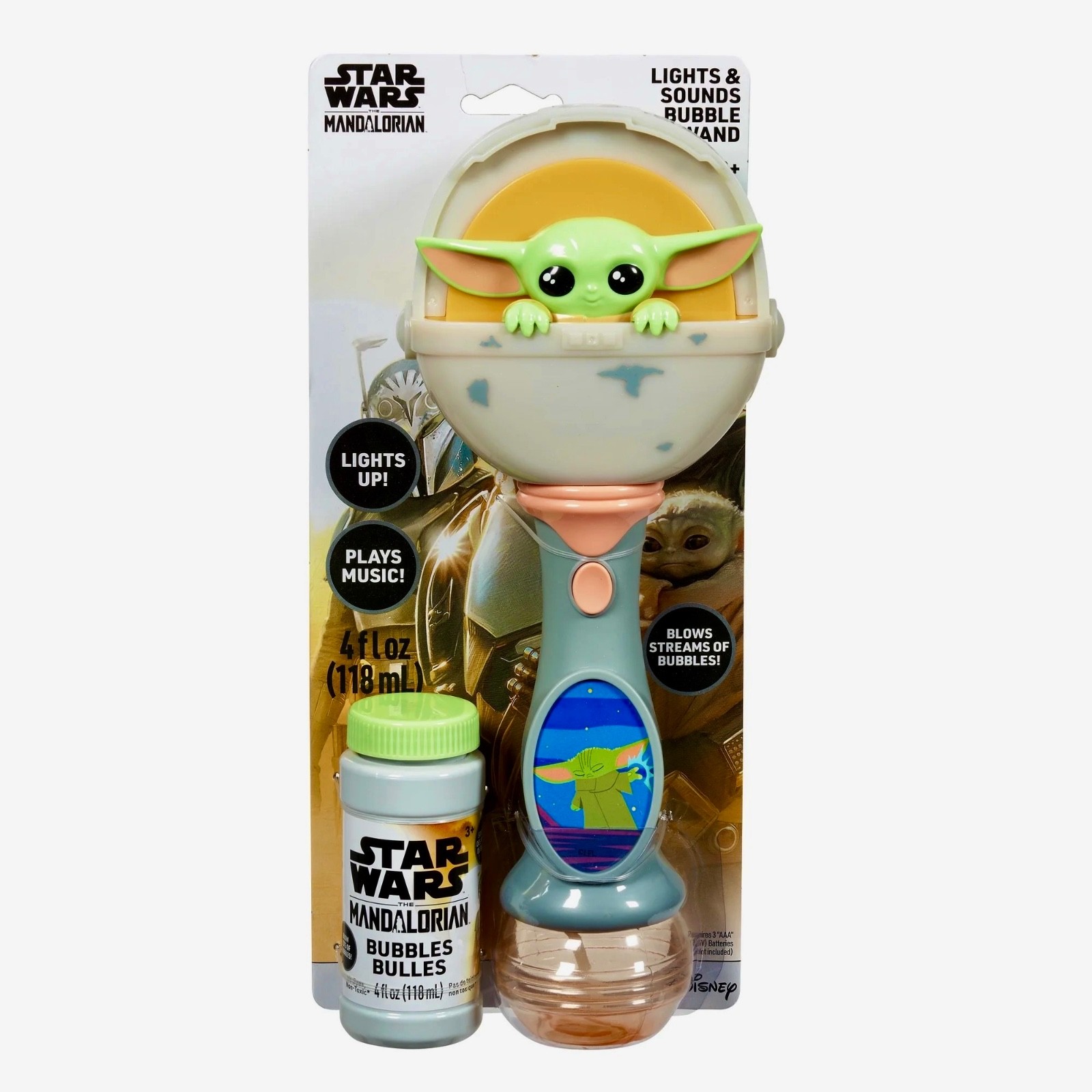 2025 Little Kids Star Wars The Mandalorian Grogu Lights & Sounds Bubble Wand 3+