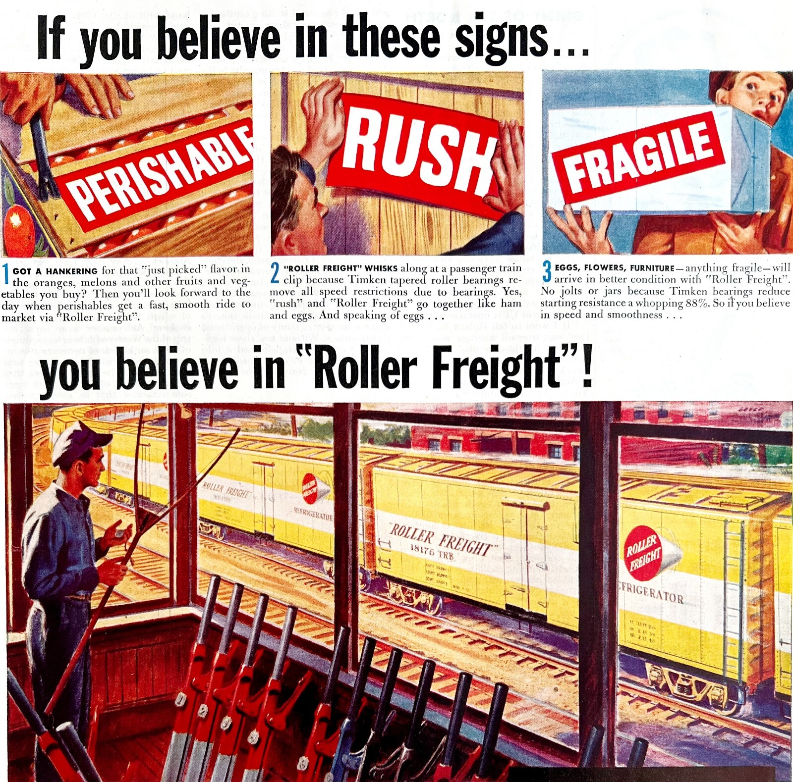 Timken Railroad Roller Bearings 1948 Advertisement Transportation Freight DWHH4